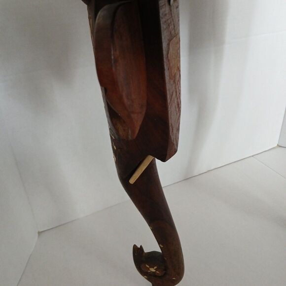 VTG ANGLO-INDIAN Taj Mahal Elephant Legs Side Inlay Table Brown Rosewood RARE